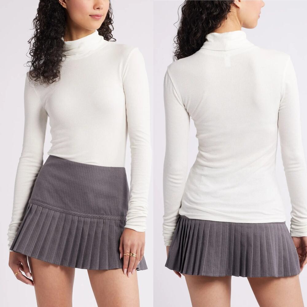 BP. Rib Top Slim Fit Long Sleeve Turtleneck Organic Cotton Ivory White NWOT XS